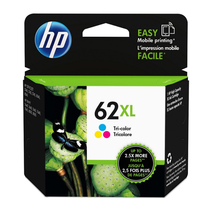 HP 62XL 11.5 ml Alto rendimiento color (cian, magenta, amarillo)