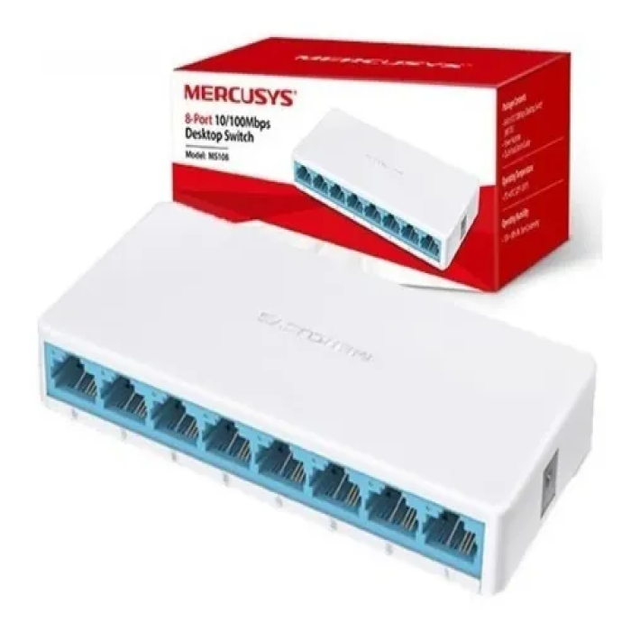 Switch Mercusys Ms108 8 Puertos Fast Ethernet Diseño Compacto Plug