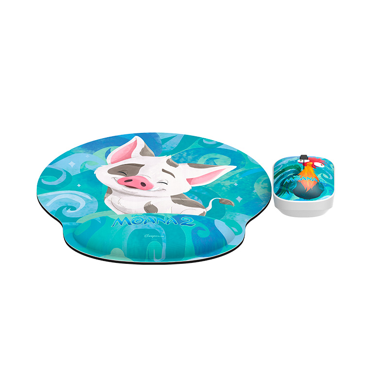 Combo de Mouse Óptico Inalámbrico y Mouse Pad Xtech Edición Especial Moana Pua y Hei Hei XTM-DKT4MO