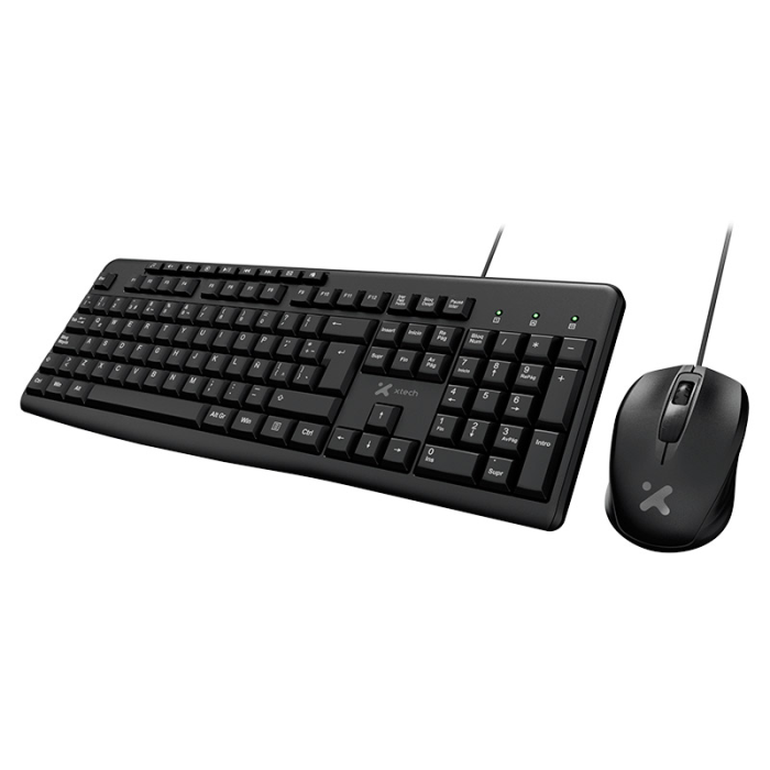 Xtech Keyboard and mouse set Wired Spanish USB Black Multimedia