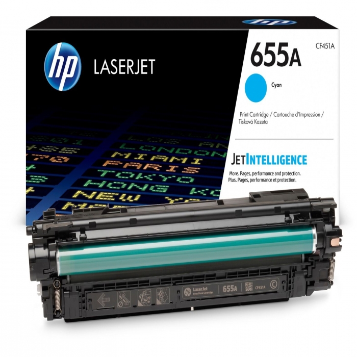 HP 655A Cián original LaserJet cartucho de tóner (CF451A) para