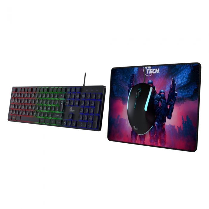 Xtech Keyboard, mouse and mouse pad Wired Spanish USB Black