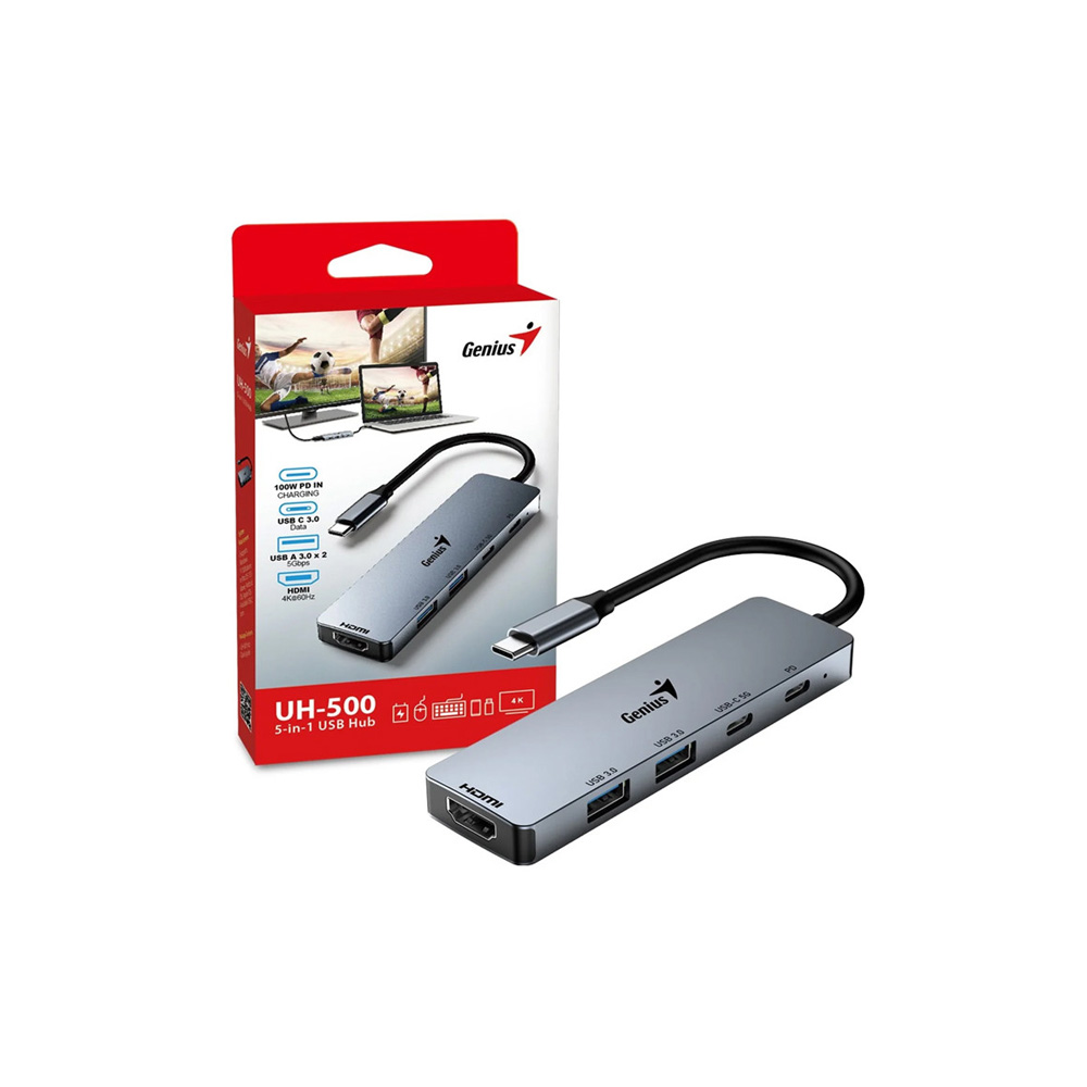 Hub Genius Uh-500 USB-C A 5 Puertos USB-A (2) USB-C