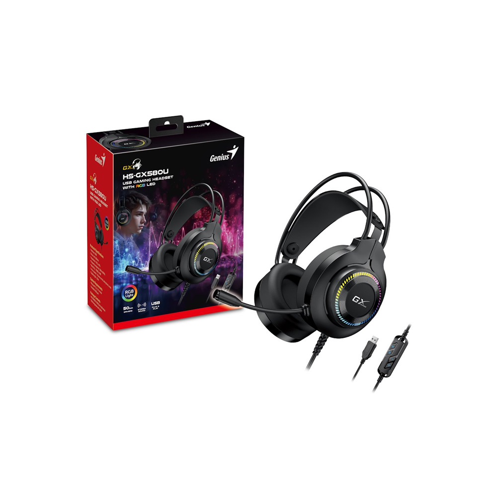 Headsets Genius Hs-Gx580U Gaming USB Negro Con RGB LED 31710028400