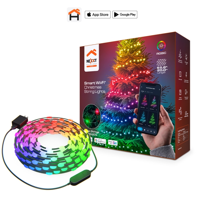 Luces Navideñas Inteligentes Nexxt Solutions Home de 20 Metros con Wi-Fi y Tecnología RGBIC