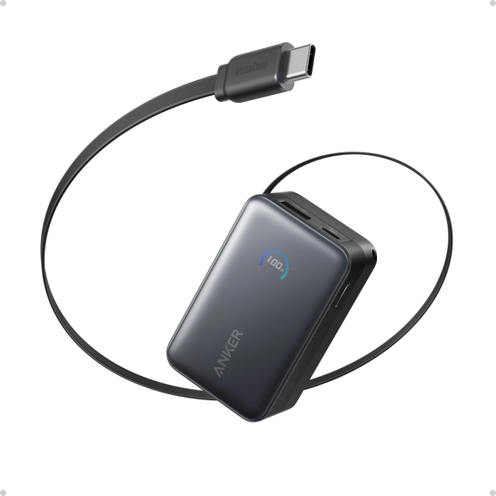 Cargador portátil Anker Nano Power Bank (10K, 45W) Built-In USB-C Cable