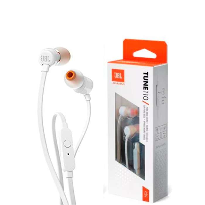 JBL Headphones T110 Wired In-ear White (S. Am