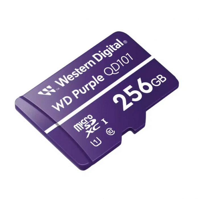 WD Purple SC QD101 WDD256G1P0C - Tarjeta de memoria flash - 256 GB - UHS-I U1 / Class10 - microSDXC UHS-I - púrpura