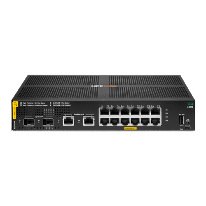 HPE Aruba 6000 12G Class4 PoE 2G/2SFP 139W Switch Conmutador