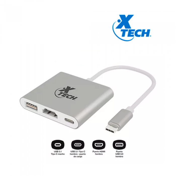 Xtech - Video adapter - USB Type C - HDMI (f) Type C(f) USB 3.0(f) - 3 in one XTC-565