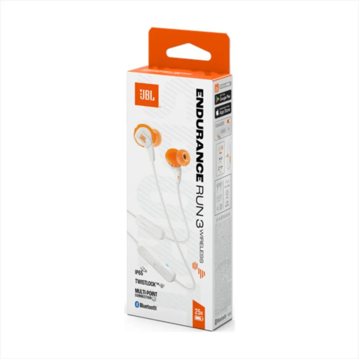  Audífonos deportivos JBL Endurance Run 3 Wireless en color Blanco/Naranja