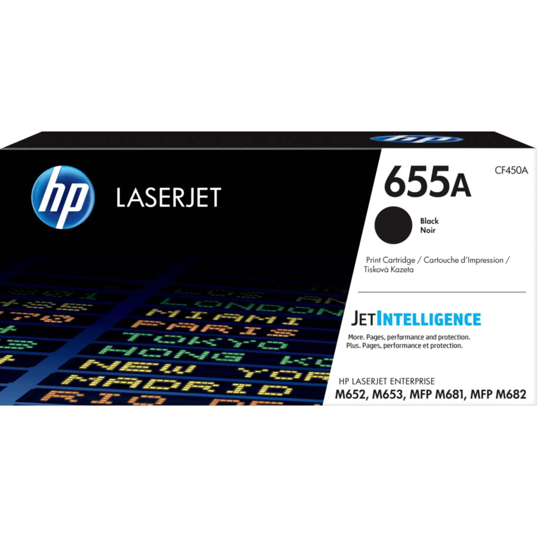 HP 655A Negro original LaserJet cartucho de tóner (CF450A) para