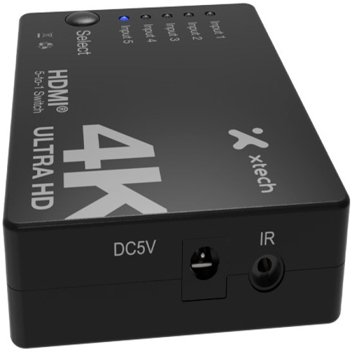 Xtech 5-port to 1 HDMI switch 4KUHD w remote control