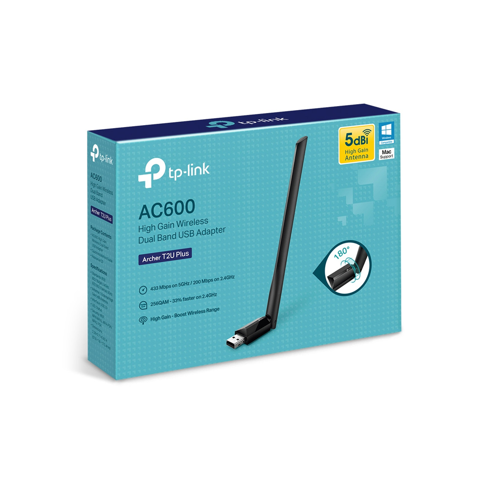 ADAPTADOR DE RED USB TP-LINK ARCHER T2U PLUS AC600 ALTA