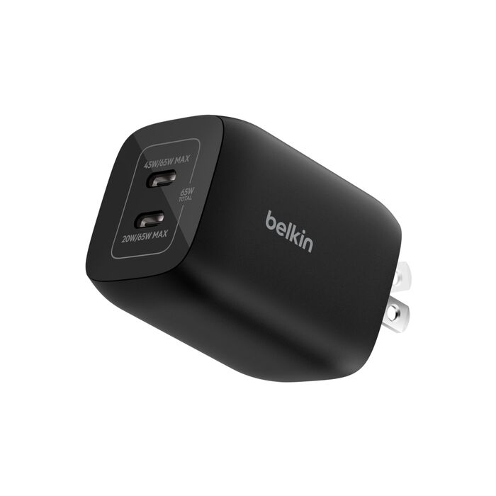 Cargador Belkin GaN Dual USB-C 65W  para Switch y Celulares
