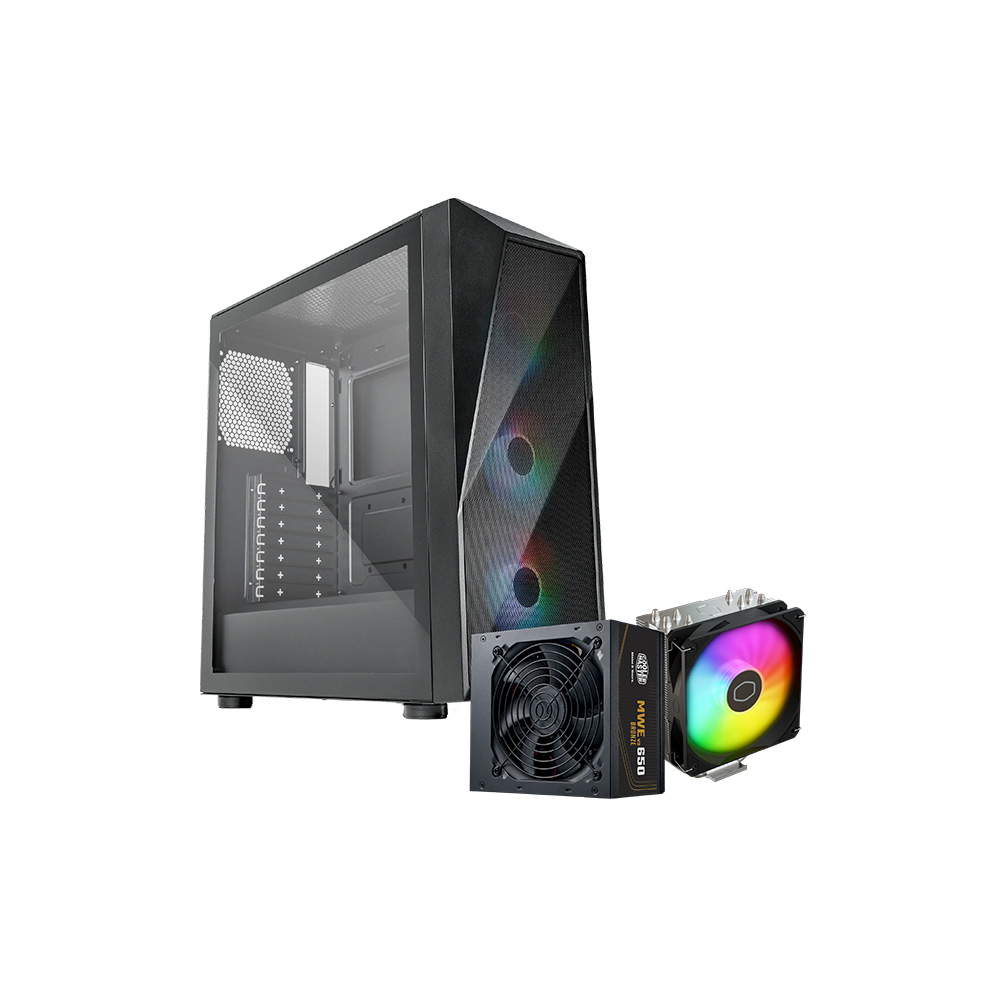 CASE COOLER MASTER/CMP520 MID TOWER BLACK BUNDLE FUENTE 650W BRONZE