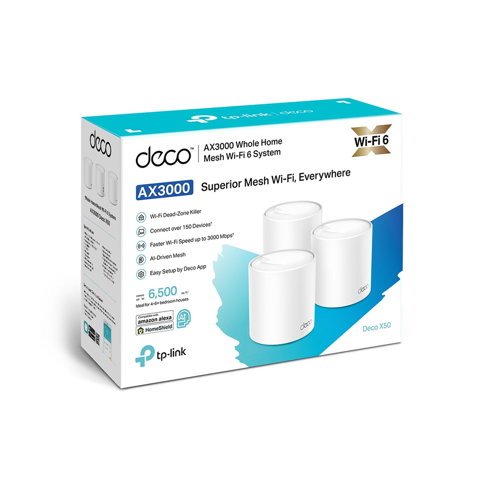 ROUTER TP-LINK DECO X50 (3-PACK) SISTEMA WIFI DE MALLA AX3000/WIFI