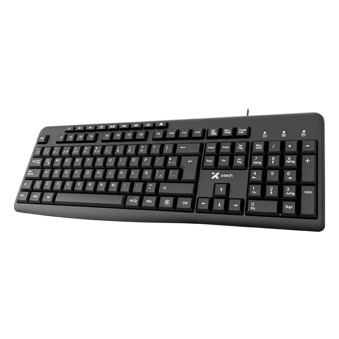 Xtech Keyboard Wired Spanish USB Black Multimedia 9 hotkeys 