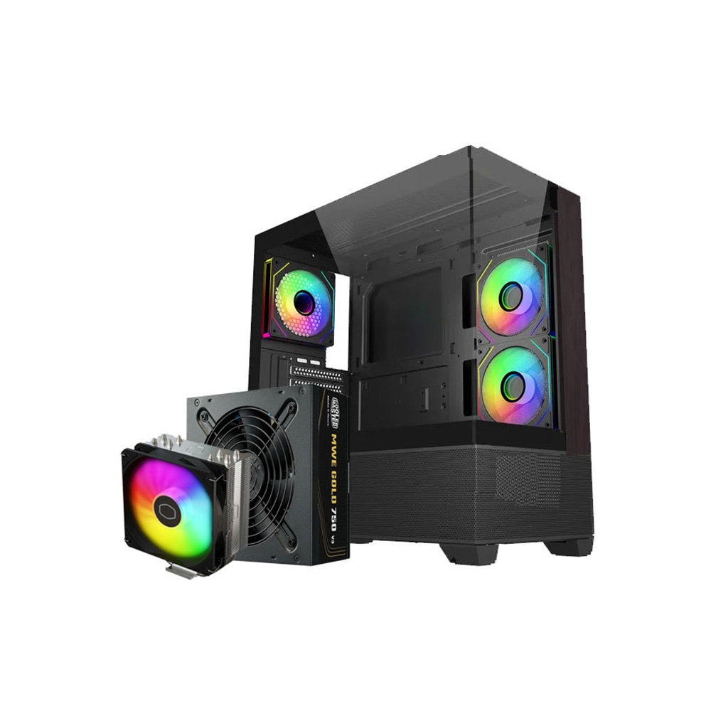 Case Cooler Master E690 Mid Tower negro Wood Bundle Fuente E690-KHNN75-SA0