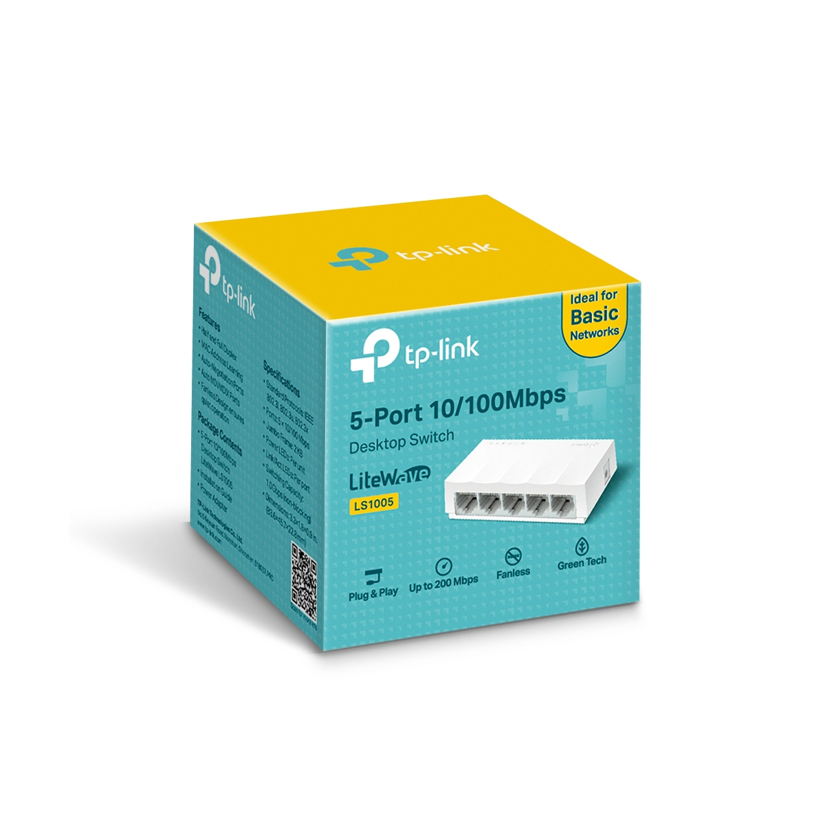 SWITCH TP-LINK LS1005 5 PUERTOS FAST ETERNET, CUBIERTA PLASTICA, DISEÑO