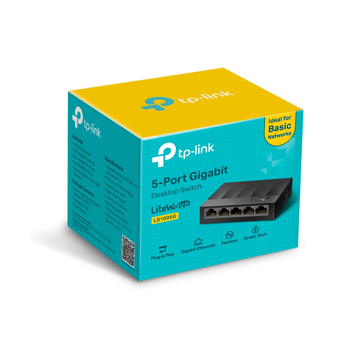 SWITCH TP-LINK LS1005G 5 PUERTOS GIGABIT, CUBIERTA PLASTICA, DISEÑO ESCRITORIO,