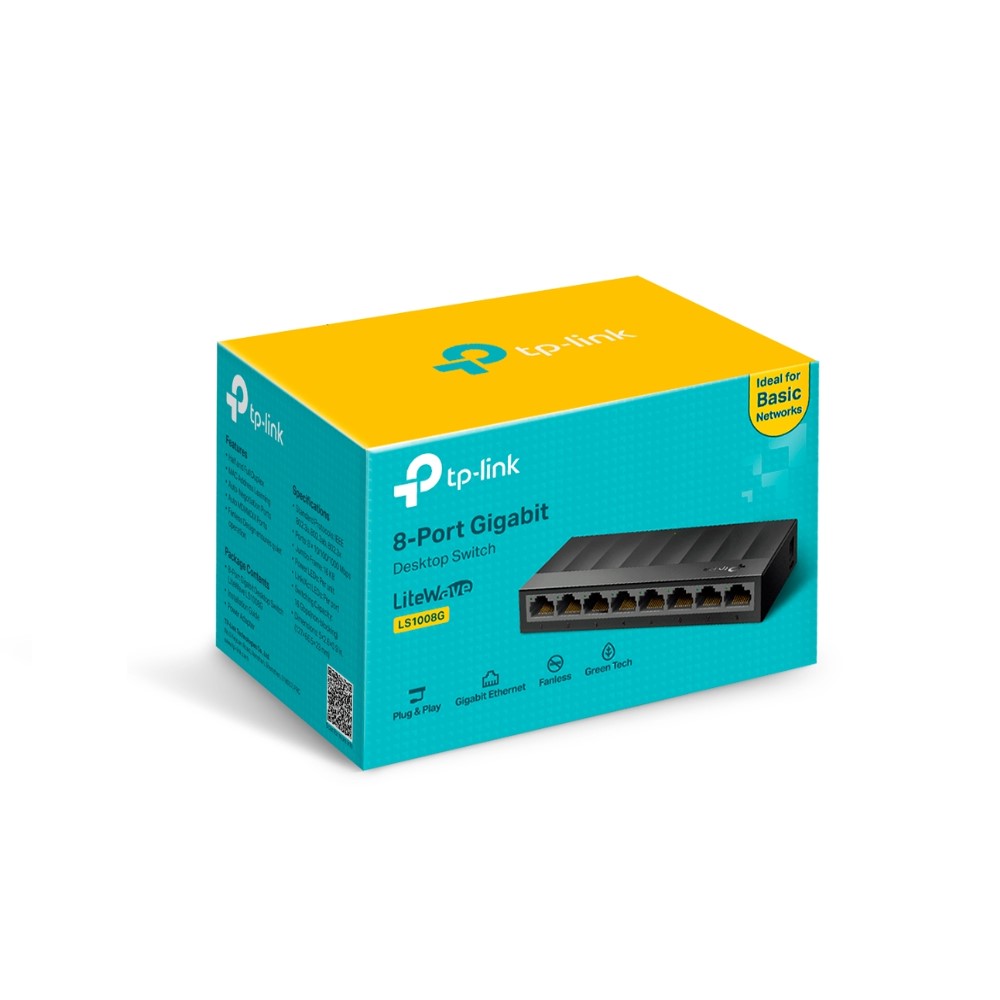 SWITCH TP-LINK LS1008G 8 PUERTOS GIGABIT ETHERNET, CUBIERTA PLASTICA, PLUG