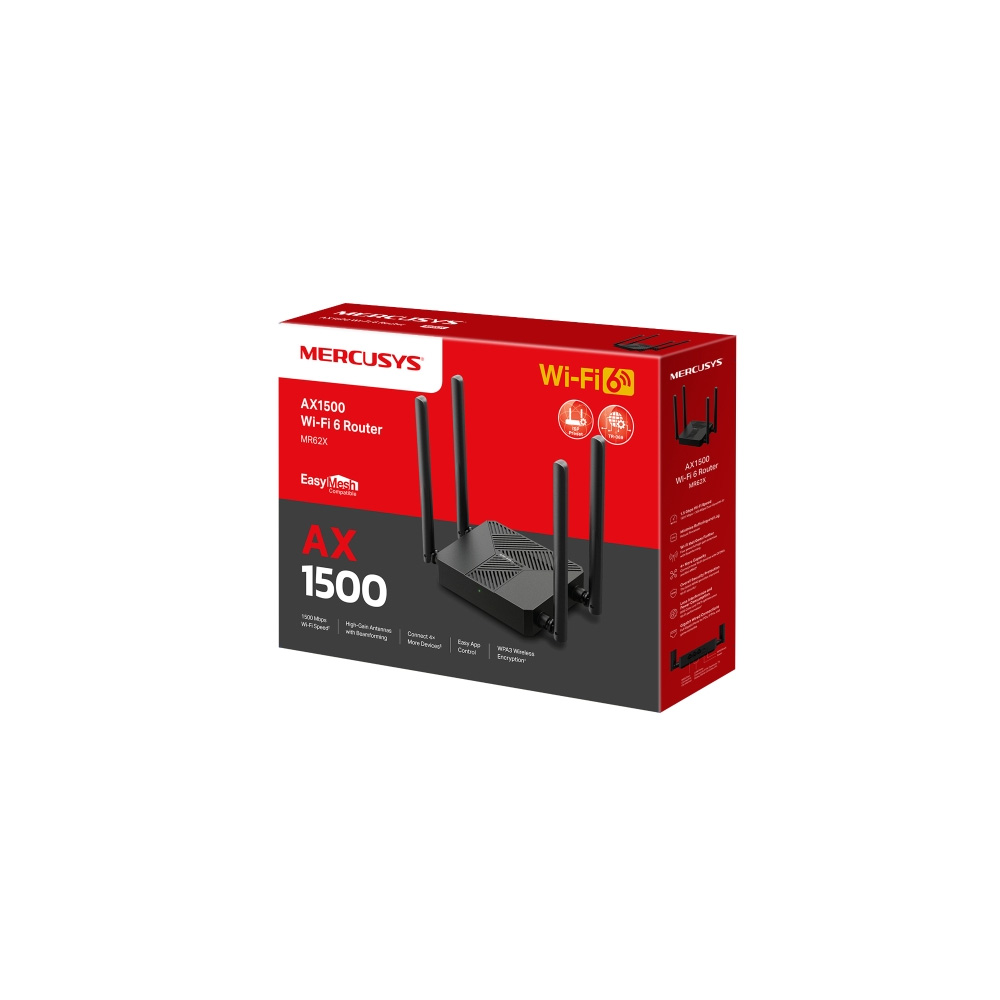 ROUTER/MERCUSYS/ MR62X WIFI 6 /  AX1500 /DUAL BAND/4 ANT./PUERTOS