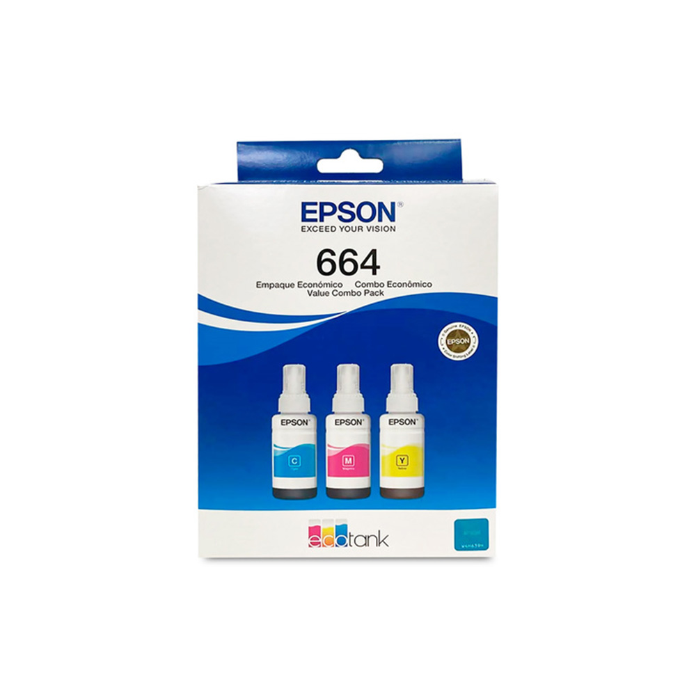 Consumible Epson T664 pack 3 Cyan Magenta Amarillo L200 L350 T664520-3P