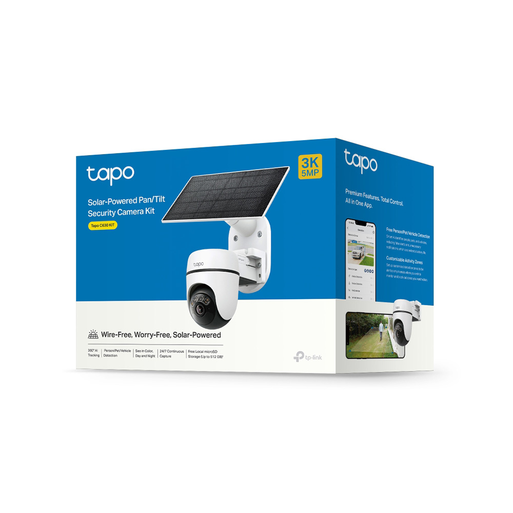 CAMARA/TPLINK TAPO C630 KIT/PANEL SOLAR/3K/IP65/VISION NOCTURNA COLOR/HASTA 512GB