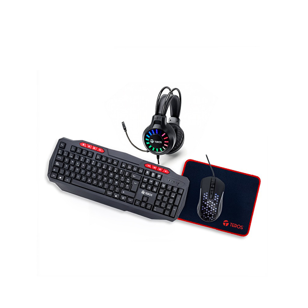 COMBO TEROS/GAMING TE-5014S TECLADO /MOUSE /AURICULAR /PAD MOUSE /RETROILUMINACION